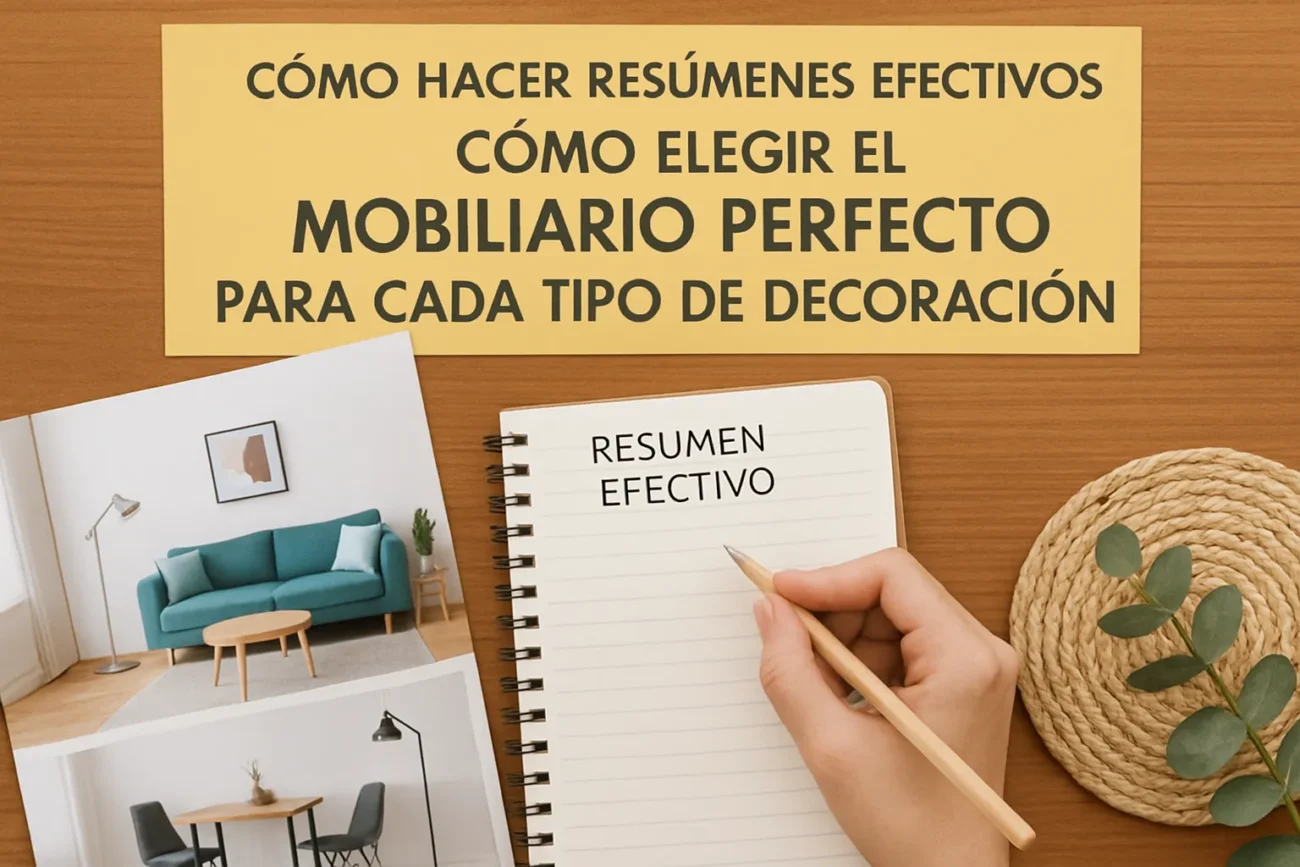 cómo hacer resúmenes efectivos sobre Cómo elegir el mobiliario perfecto para cada tipo de decoración