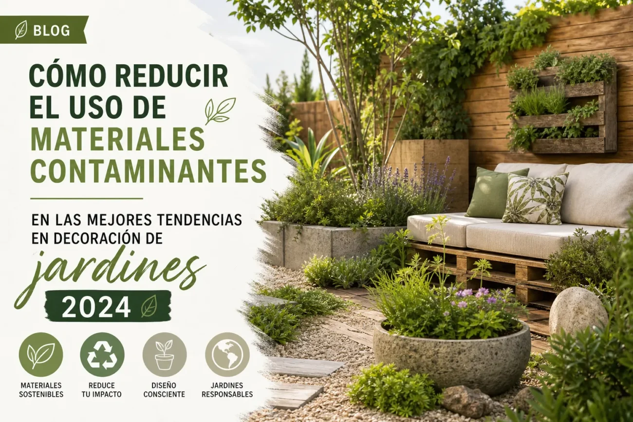 cómo reducir el uso de materiales contaminantes en Las mejores tendencias en decoración de jardines 2024