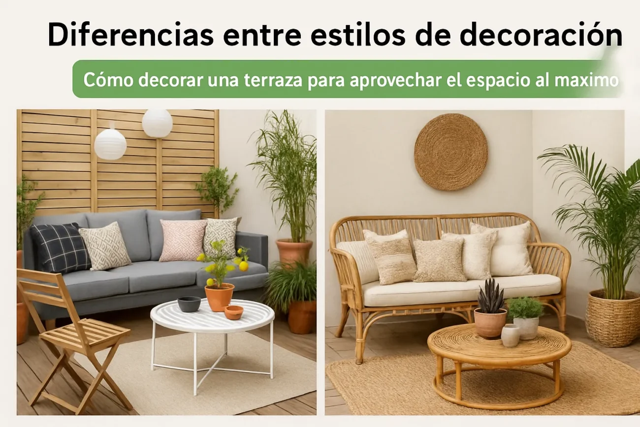 diferencias entre estilos de decoración Cómo decorar una terraza para aprovechar el espacio al máximo