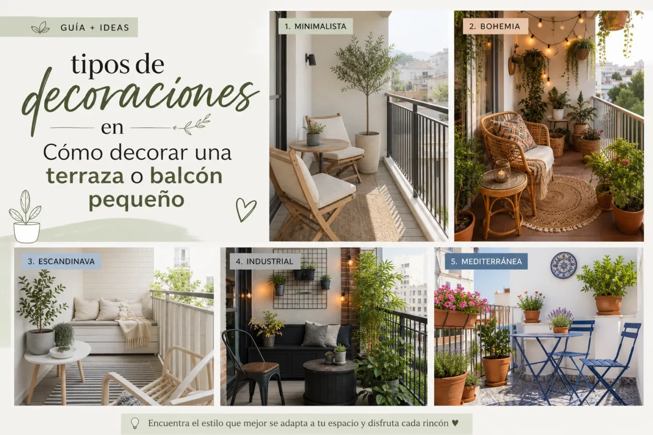 tipos de decoraciones en Cómo decorar una terraza o balcón pequeño